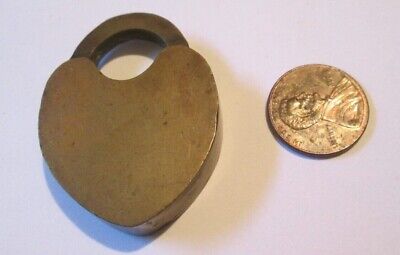 Vintage Ornate Brass Heart Shape Padlock Lock No Skeleton Key Nice 2