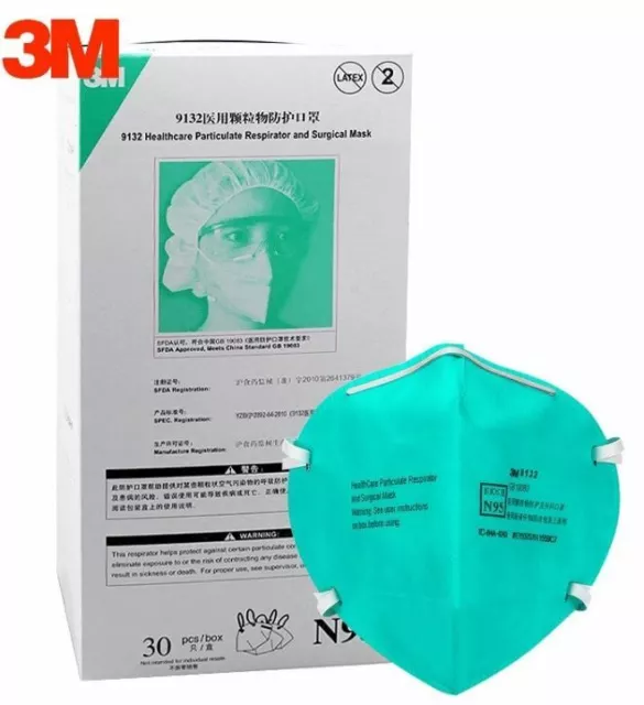 3M9132 N95(30 pack, Headband). 95% BFE.  Healthcare Grade.  (CDC-NIOSH Approved)