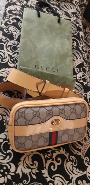 Vintage Gucci Tasche Second Hand 1a Zustand Leder Stoff Gürteltasche Bodybag