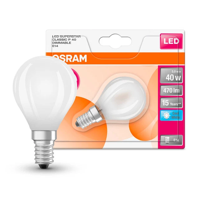 Osram LED Filament Tropfen 5W = 40W E14 matt 470lm 840 neutralweiß 4000K DIMMBAR