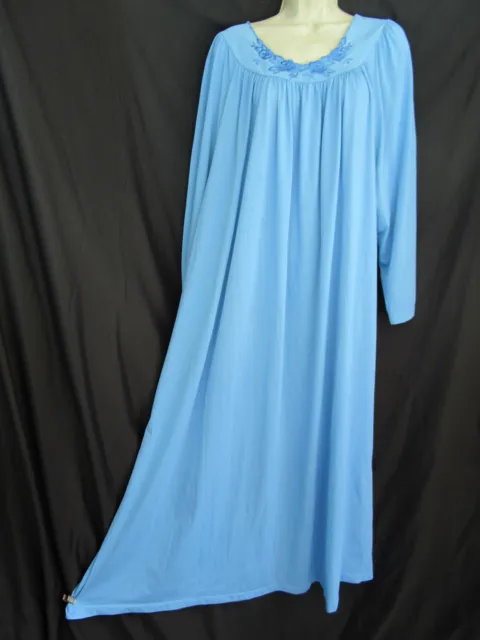 SHADOWLINE LONG SLEEVE Blue Floor Length Nightgown 100% Nylon ...