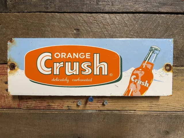 Vintage Crush Porcelain Sign Orange Soda Beverage General Store Drink Pop Cola