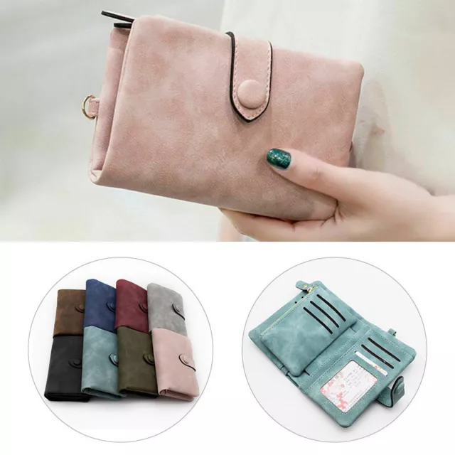 Strap Coin Pocket Vintage Purse Card Holder Women Lady Trifold Multi-card Wallet