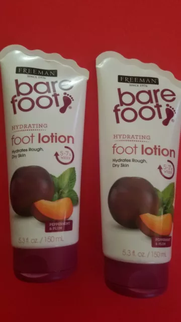 2 Pack Freeman Bare Foot  Peppermint + Plum Hydrating Foot Lotion