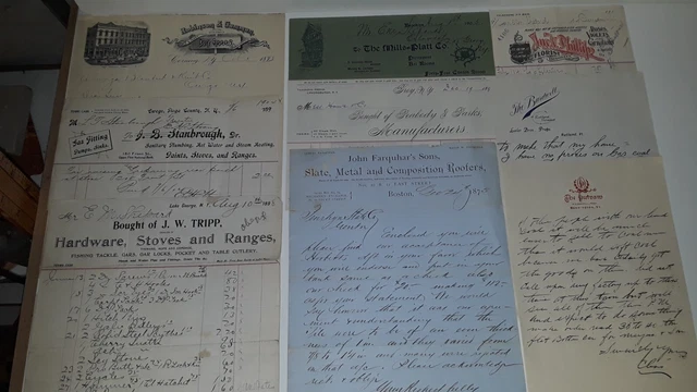 Antique Letterhead Billhead Receipts  1800's  LOT 0604
