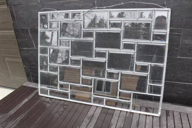 Antique All Beveled Glass Leaded Window Geometric Design Art Déco 2