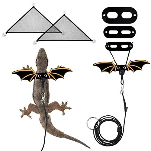 3 Pack Leather Wing Lizard Harness with Bearded Dragon Flying Decoration,2