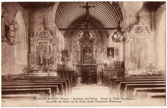 CPA 61 - CISAI SAINT AUBIN (Orne) - Intérieur de l'Eglise. Autel et Grille