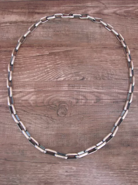 Navajo Hand Made Sterling Silver 24" Link Heavy Chain Link Necklace - Yazzie