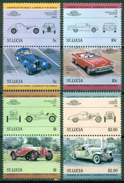 St. Lucia Scott #653-656 MNH PAIRS Automobiles Cars $$