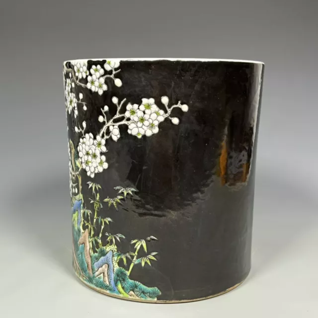 Chinese Porcelain Hand Painted Exquisite Flower and Bird (喜上眉梢) Brush Pot 8964 2