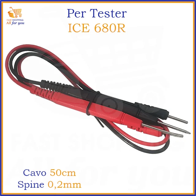 ELEKTRICAL Coppia Puntali A Spillo Dorati Per Multimetro - 20A 1000V CAT III - Cavi 90cm