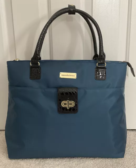 Samantha Brown Blue Underseat Carry On Luggage Toiletry & Cosmetic 4pc Set NWT