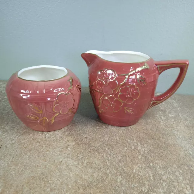 Antique, Art Deco, Avon Ware, 'Cherry Blossom' Sugar Bowl & Milk Jug or Creamer