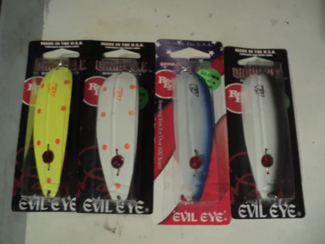 4 - Red Eye Dardevle Spoons (Mixed Colors) Nip