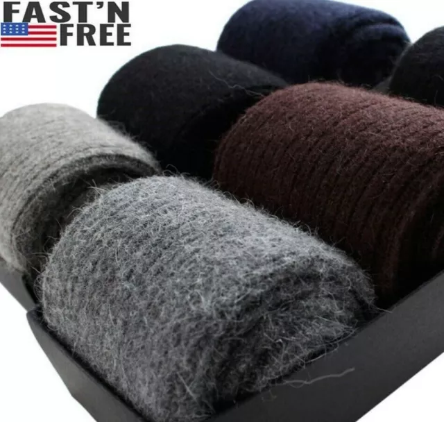 100%Merino Wool Cashmere 3 Pack Men Dress Socks Warm Thick Thermal Classic Crew