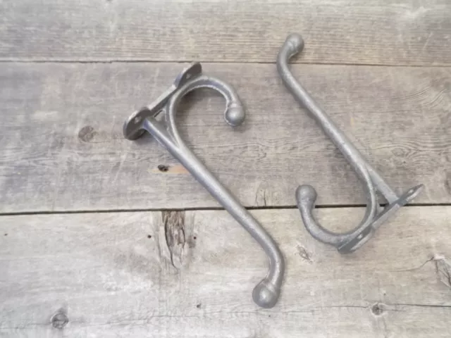 12 Large Harness Hooks Rack Coat Hat Wall Cast Iron Barn Heavy Duty 7 1/2" Long 2