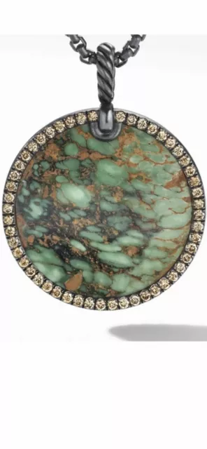 $3950 David Yurman Ss Large Elements Variscite Cognac Diamond Enhancer