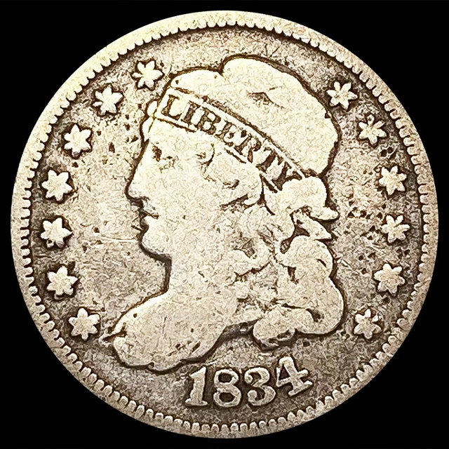 1834 Capped Bust Half Dime Coin LIGHTLY CIRCULATED