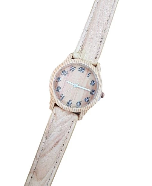 Orologio Da Polso Per Donna Analogico Quarzo Fashion Moda Effetto Legno Pell lac