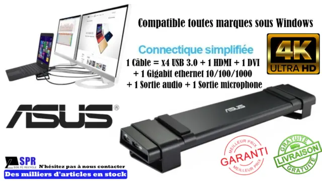 Asus Station d'accueil HZ-3 / USB 3.0 / Pour PC portable et fixes tous modèles