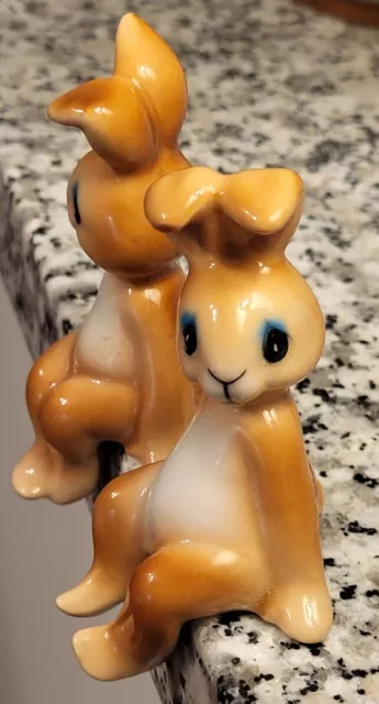 VINTAGE NORCREST PORCELAIN BUNNY RABBITS Shelf Sitter Figurines JAPAN (2)