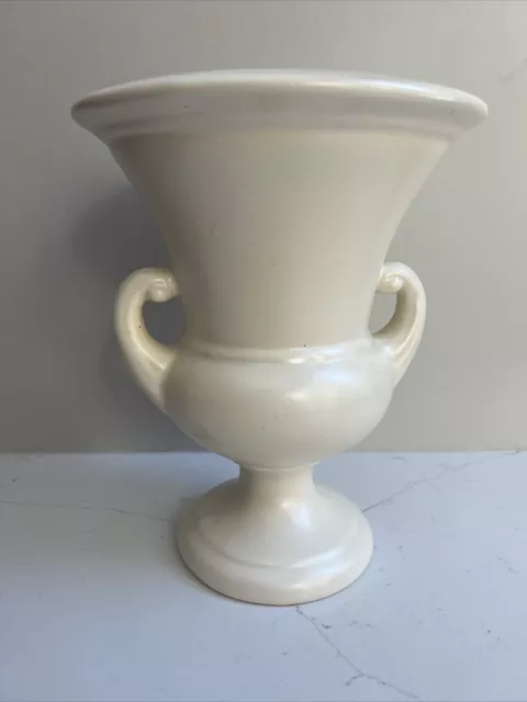 vintage planter urn vase w/ handles pedestal haeger pottery matte off white