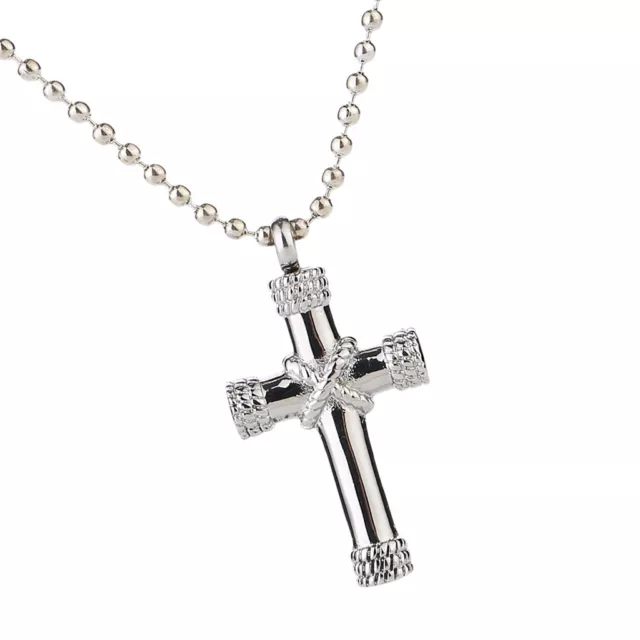 Cross Stainless Cremation Urn Pendant Necklace Ashes Keepsake Ashes Stash