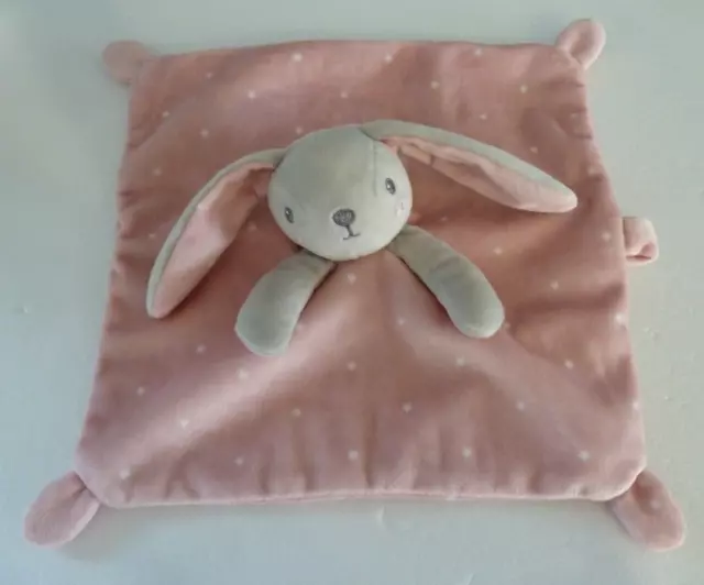 *. DOUDOU PLAT SIMBA LAPIN rose étoile gris blanc attache tétine - ETAT NEUF*