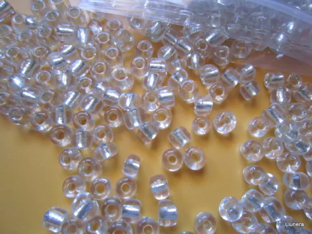 Perlas rocalla 650 UNIDADES ó 50 g cristal con núcleo plata 4 mm abalorios