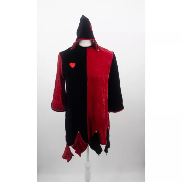 VINTAGE ADULT COURT Jester Costume Theater Red Black Hat Staff ...