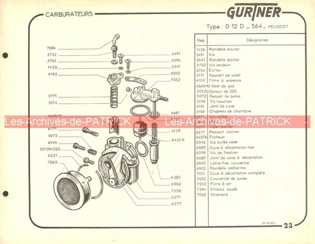 Diffuseur Gurtner 12509/1 Pour Carburateur Peugeot Type E Et G - NOS