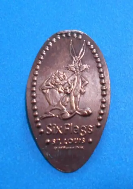 Six Flags St Louis elongated penny MO USA cent Bugs Bunny & Taz souvenir coin