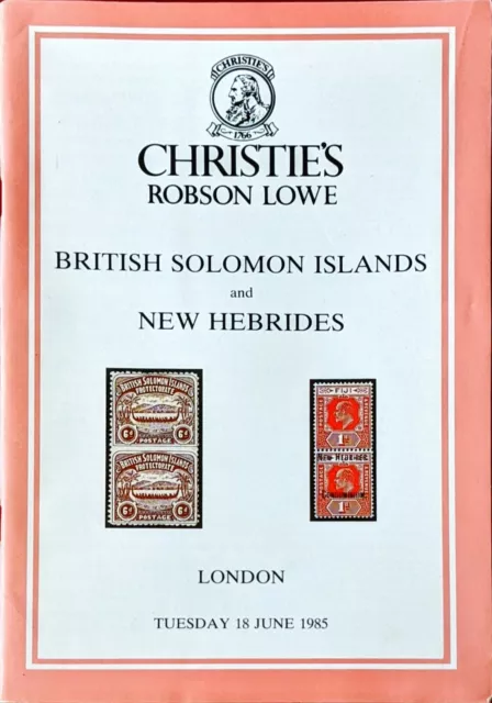 Auction Catalogue BRITISH SOLOMON ISLANDS & SC Jersey NEW HEBRIDES Robson Lowe