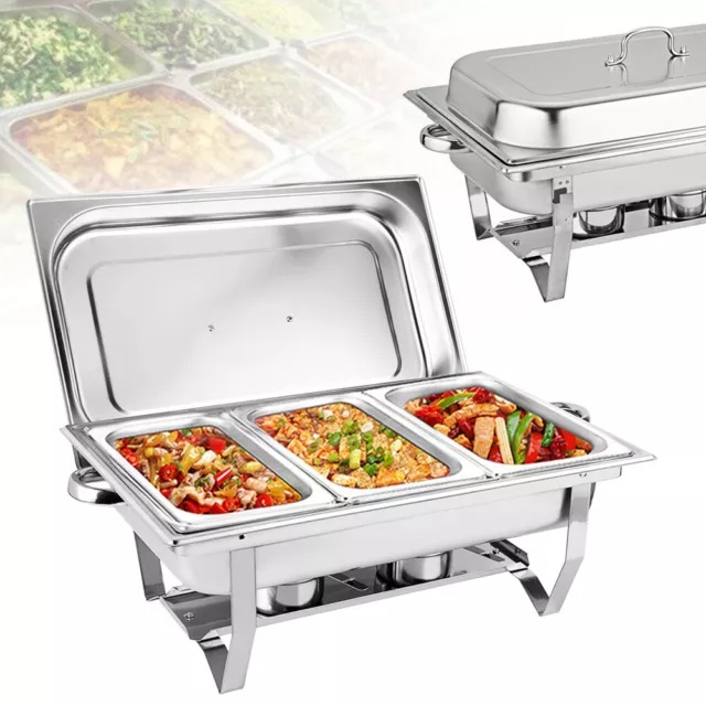 9 Liter Buffet Chauffe Plat Acier Inox Chafing Dish nourriture Plateau chauffant 2