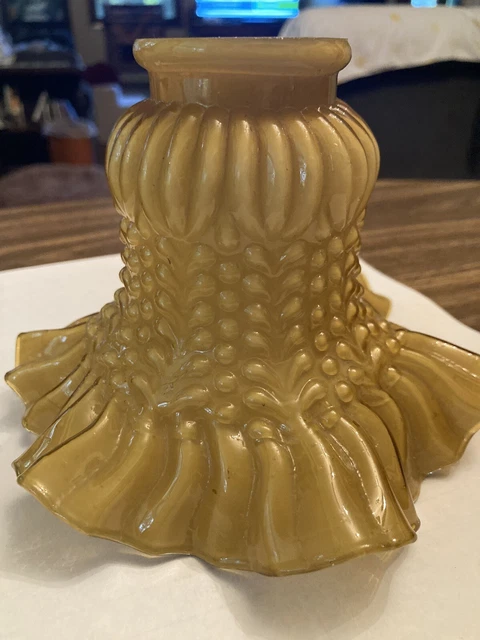 fenton glass lamp shade Amber Honey Ruffled Embossed NR