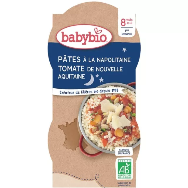 lot 3x2 BABYBIO Bonne Nuit Pâtes à la napolitaine bio dès 8 mois 200 gr