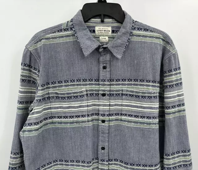 LUCKY BRAND LONG SLEEVE BUTTON FRONT DENIM SHIRT Men's Size Large SOUTHWESTERN