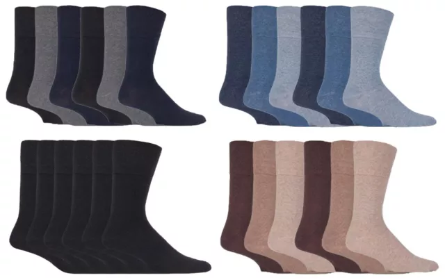 IOMI - Mens 6 Pack Wide Loose Top Non Binding Elastic Cotton Crew Diabetic Socks