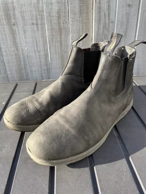 BLUNDSTONE MEN’S GREY Leather Ankle Chelsea Boots UK Size 12 Blundys £ ...