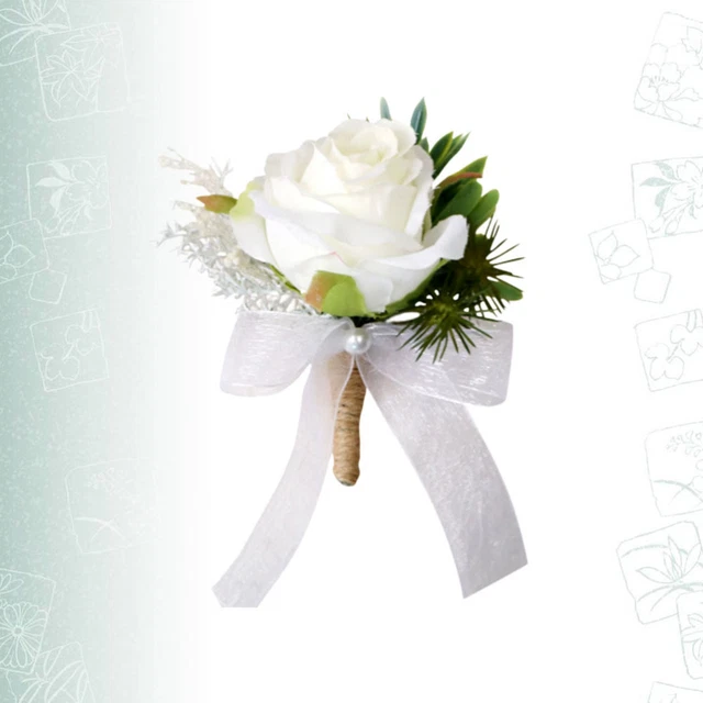 Ansofi Set Corpetto E Fiore All'Occhiello Artificiali, Rosa Viola Con Perle, Per Matrimonio, Sposi, Damigelle, Ballo