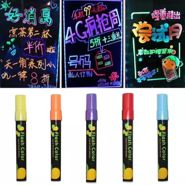 Dual Nib Liquid Chalk Highlighter Fluorescent Neon Pencil 8Colors Pen 6MM Best