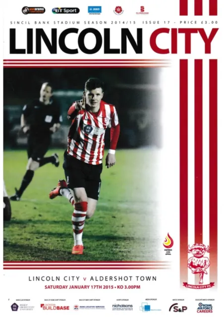 Lincoln City v Aldershot Town 14/15 programme
