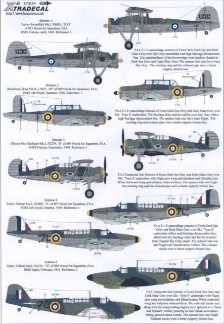 Xtra Decals 1/72 BRITISH FLEET AIR ARM 1939-1941