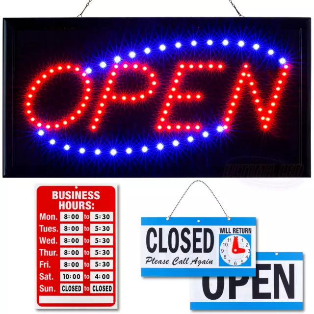 LED Neon Open Sign 19" x 10" by Ultima LED: Bundle for Business Includes 3 signs