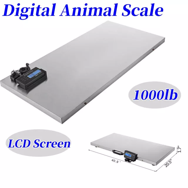 1000lb Digital Animal Scale Stainless Platform Scales fit Hogs Sheep Alpacas Pig