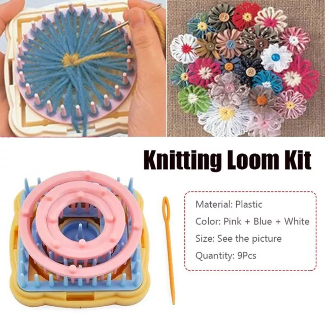 1Set Knit Knitting Loom Crochet Flower Maker Wool Yarn Needle Home CraftTool DIY