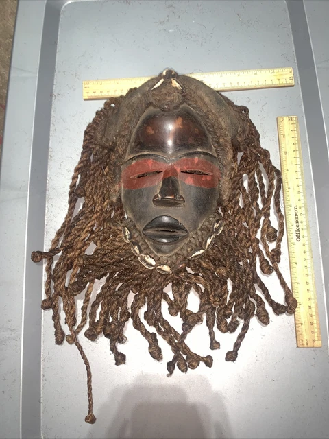 Dan Mask with Cowries and Rope Beard African mask great size OFFERS #14