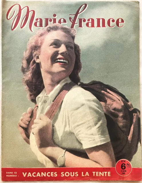 MARIE-FRANCE n° 30 du 14 Juin 1945 revue mode couture pour femme ancien Magazine