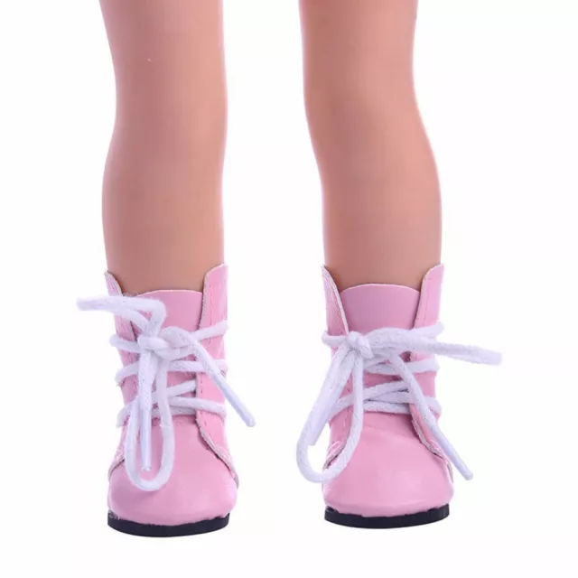 Puppen Schuhe Stiefel Schnürstiefel rosa für 4,5 cm lange Füßchen, Nr. 1217